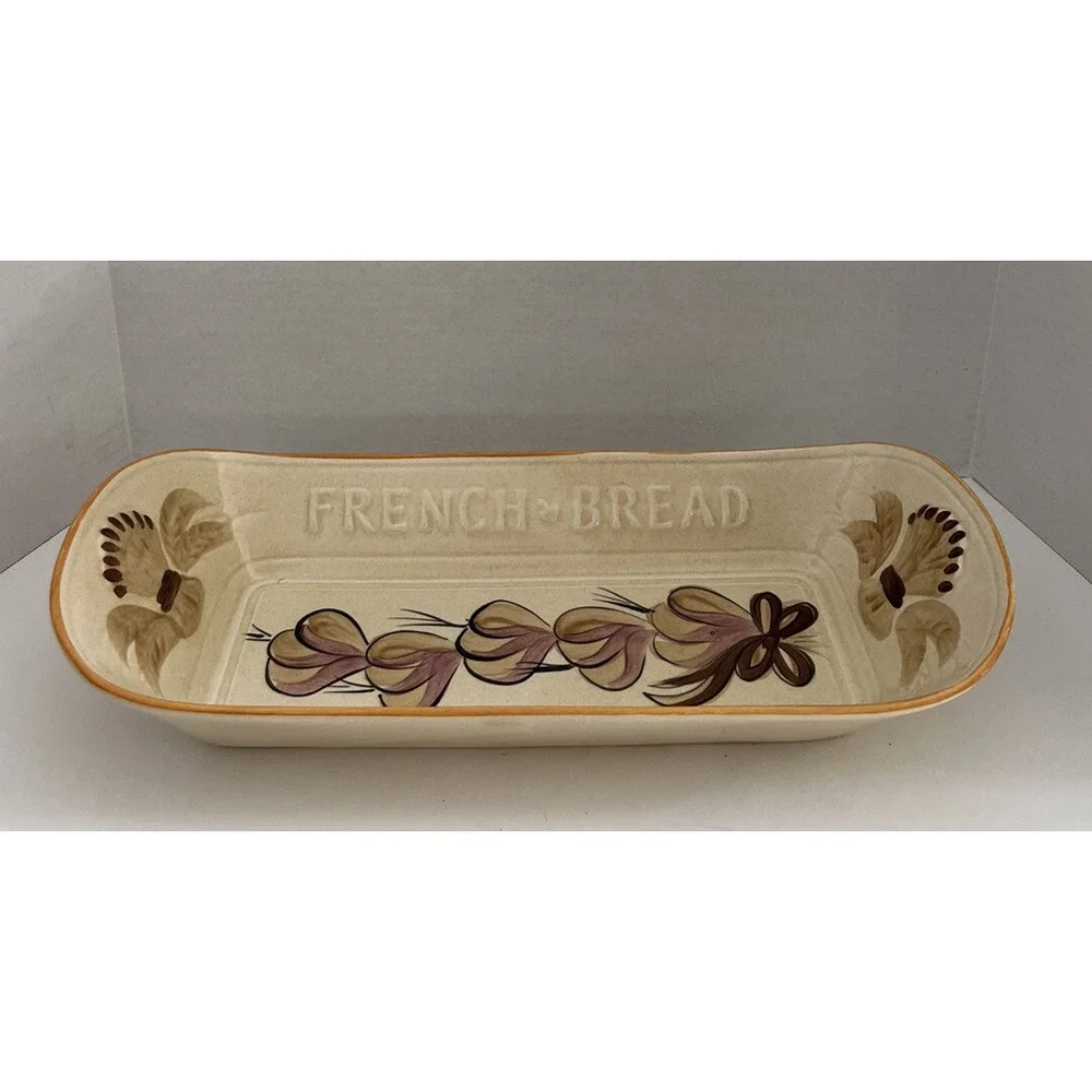 Vintage 50s Los Angeles Potteries Pottery French Bread Dish Serving Tray